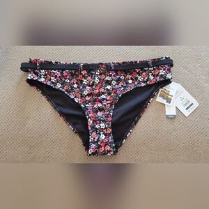 NEW Time and Tru Floral Belted low Rise Swim Bikini Bottom size small. Swimwear.